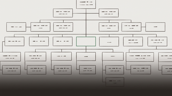 Organizational chart with all positions named except one — a blank node with a green border marking where agent labor is structurally present but unnamed in every governance document