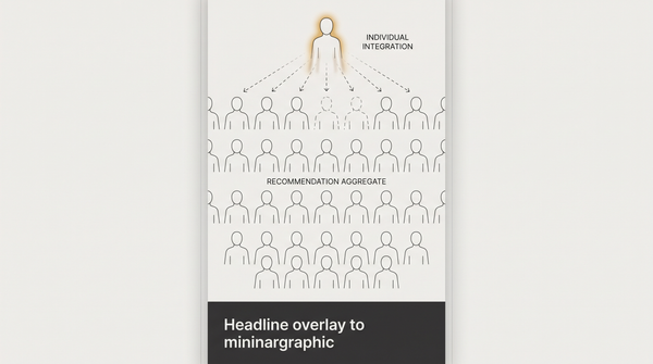 A feed of recommendation items — faceless interchangeable outlines — and at the top a figure whose outline blurs into the crowd behind them